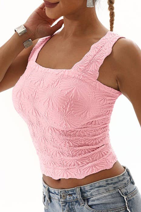 Flowers Jacquard fitted Tank