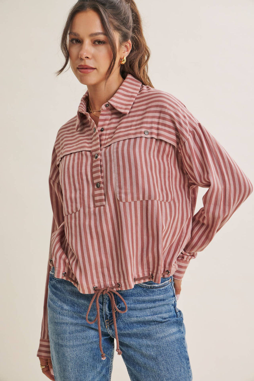 DESERT MORNING STRIPE DRAWSTRING PULLOVER