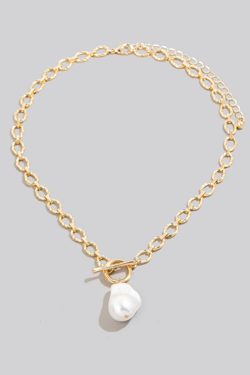 APearl Pendant Toggle Chain Necklace