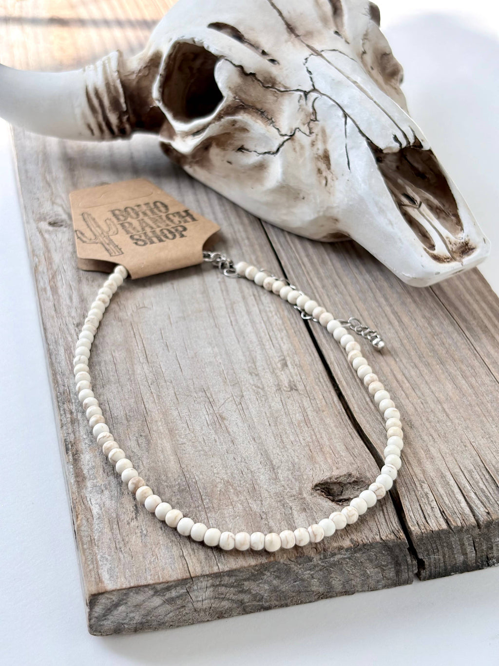 4MM Turquoise Stone Bead Choker Necklace