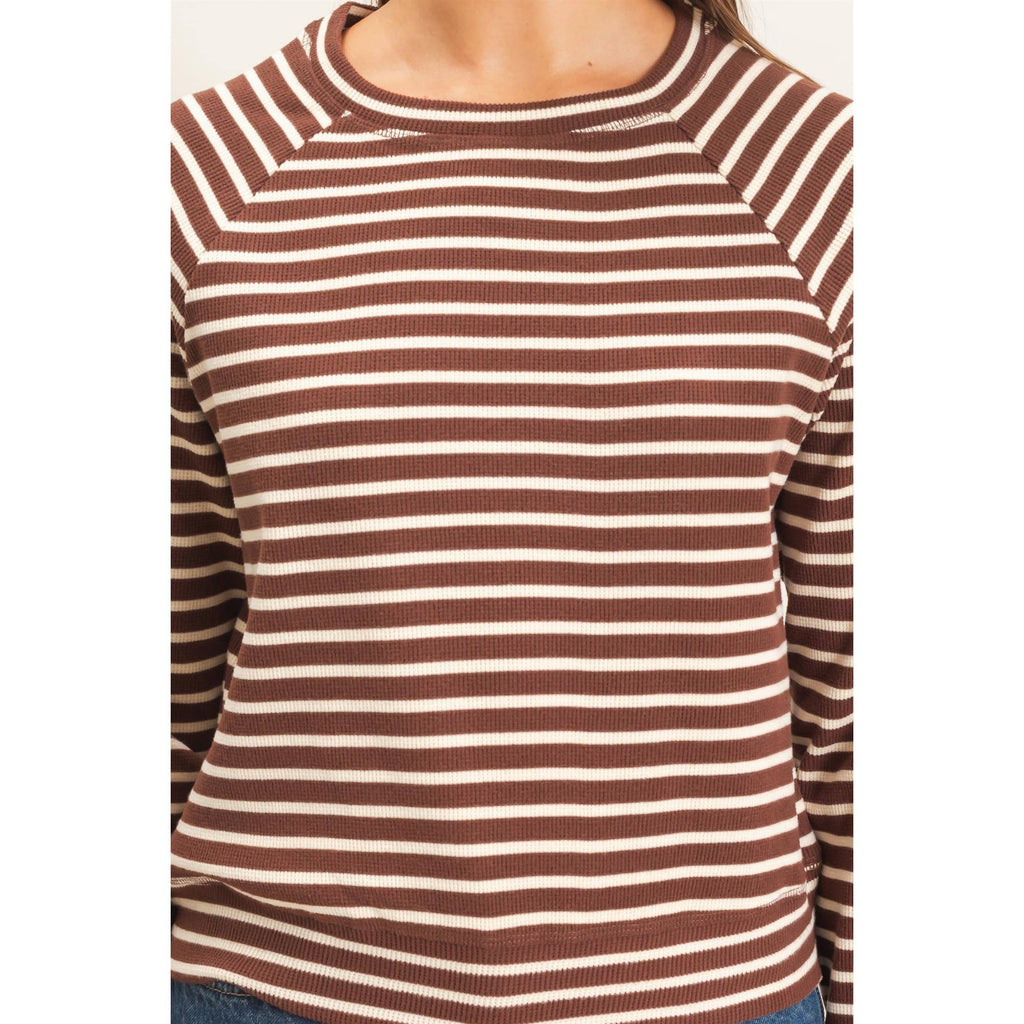 Striped Waffle Knit Raglan Top