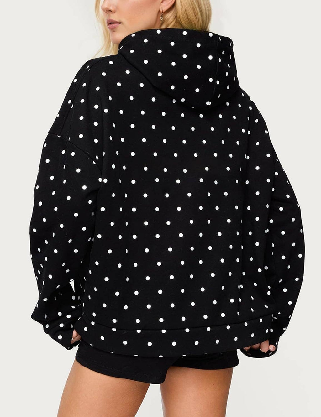 Oversized Polka dot print hoodie