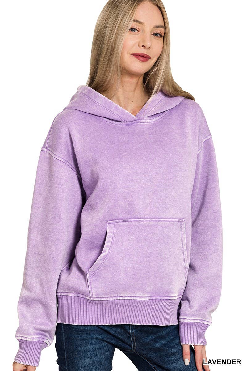 Fleece Acid Wash Kangaroo Pocket Hoodie
