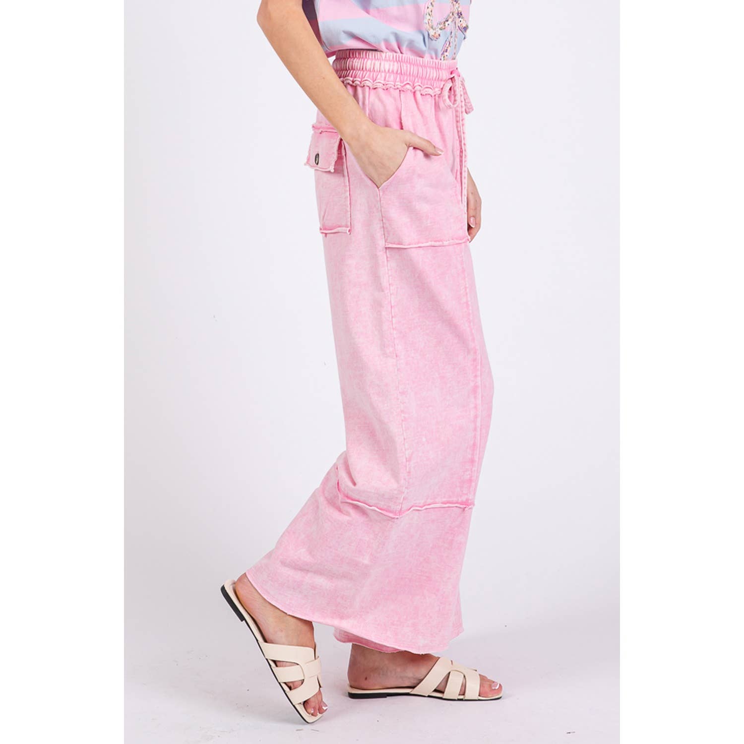 MINERAL WASHED TERRY KNIT PANTS