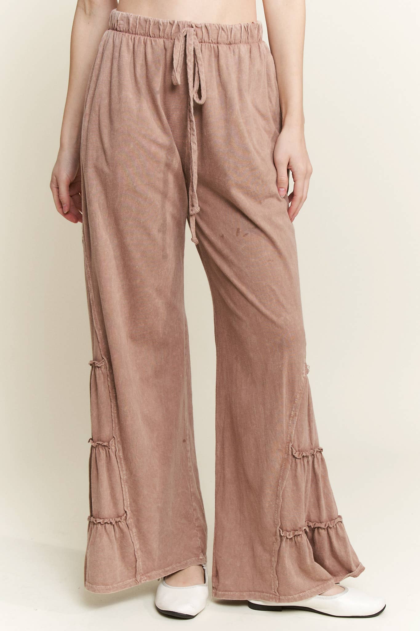 MineralWash SideRuffle Flare pants