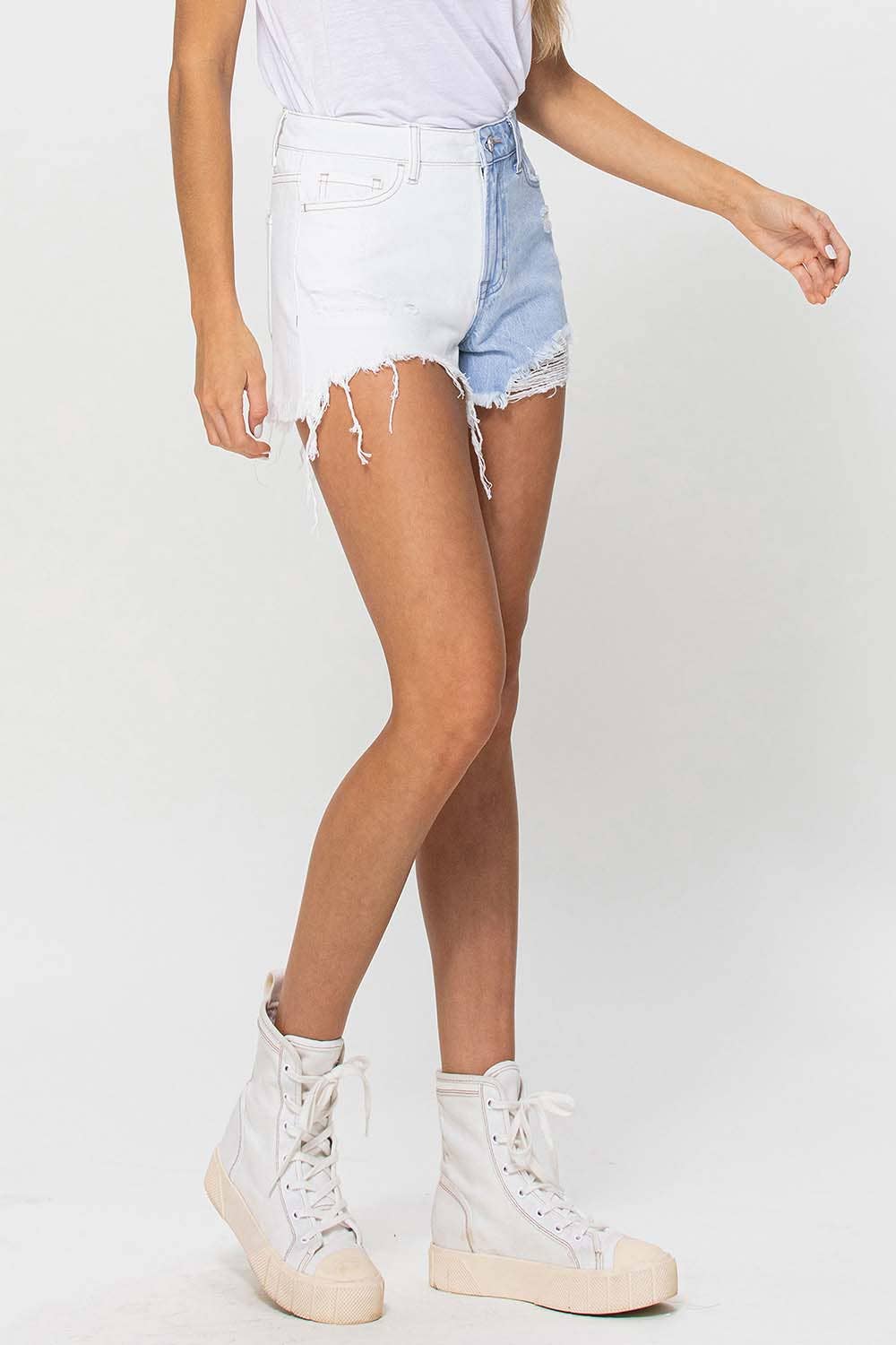 HIGH RISE COLOR BLOCK SHORTS