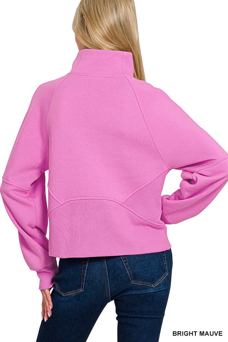 `.Half Zip Cropped Pullover