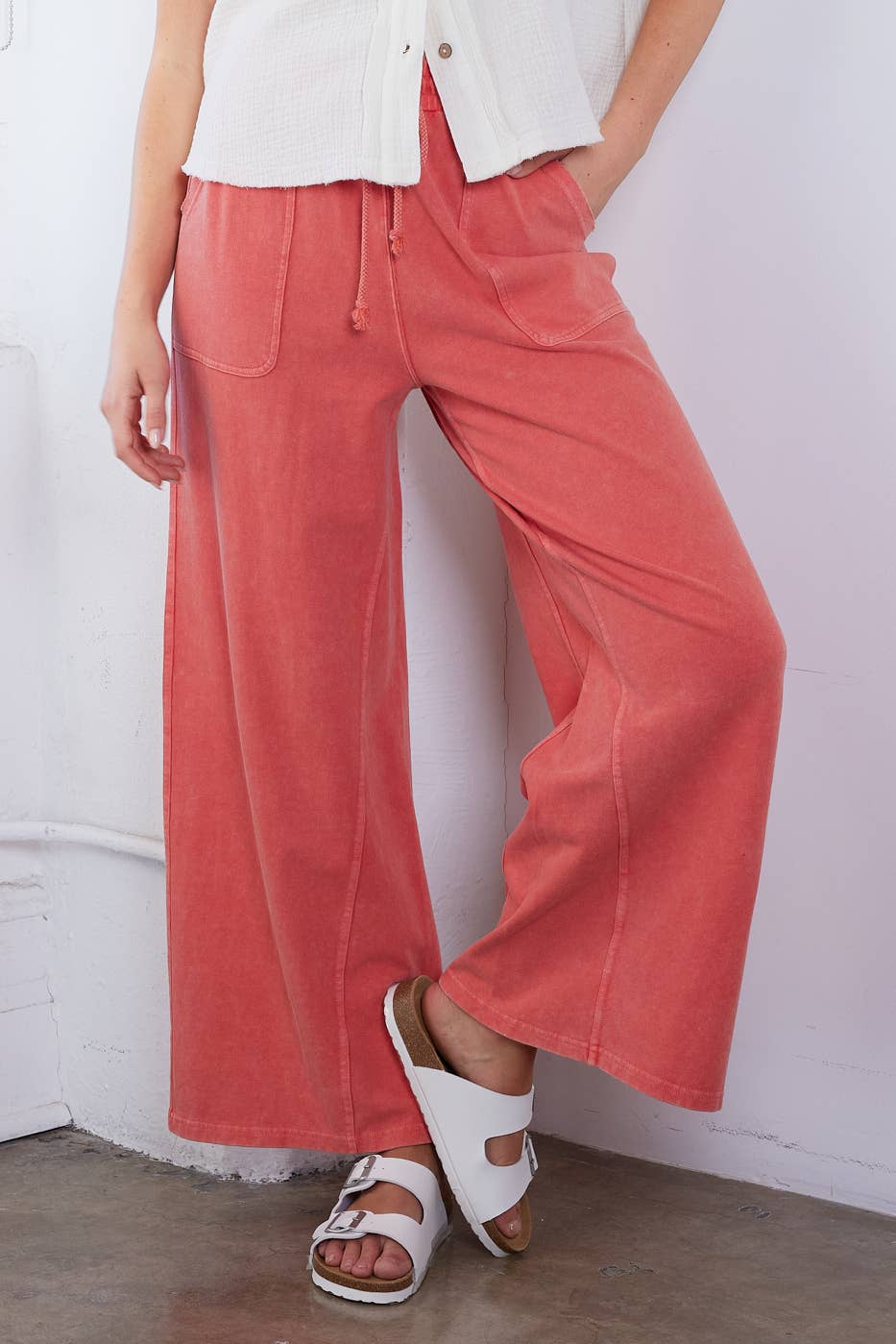 FRENCH TERRY WIDE LEG PANTS