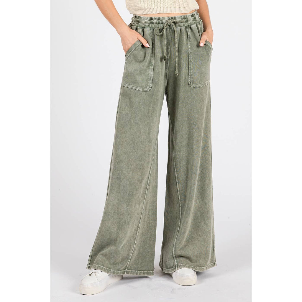 FRENCH TERRY WIDE LEG PANTS