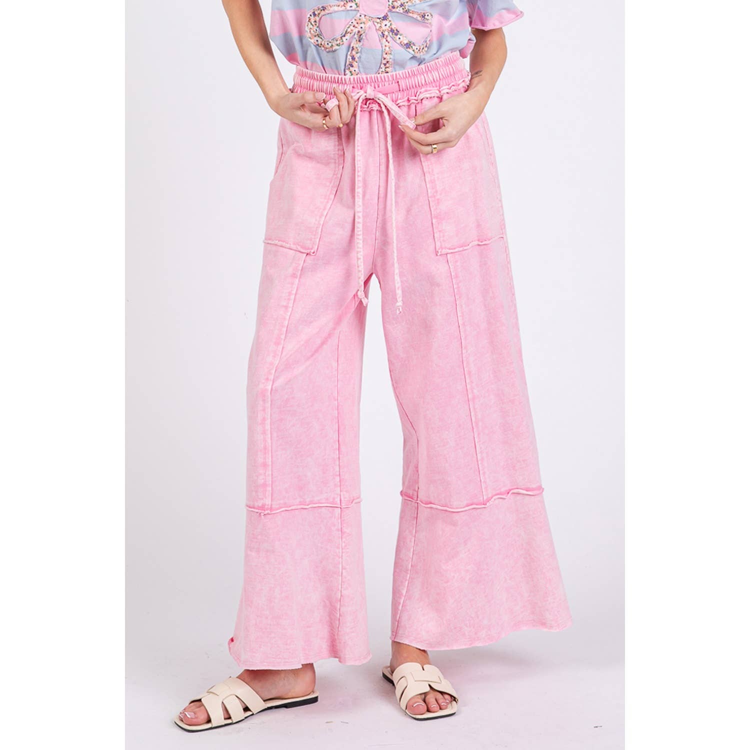 MINERAL WASHED TERRY KNIT PANTS