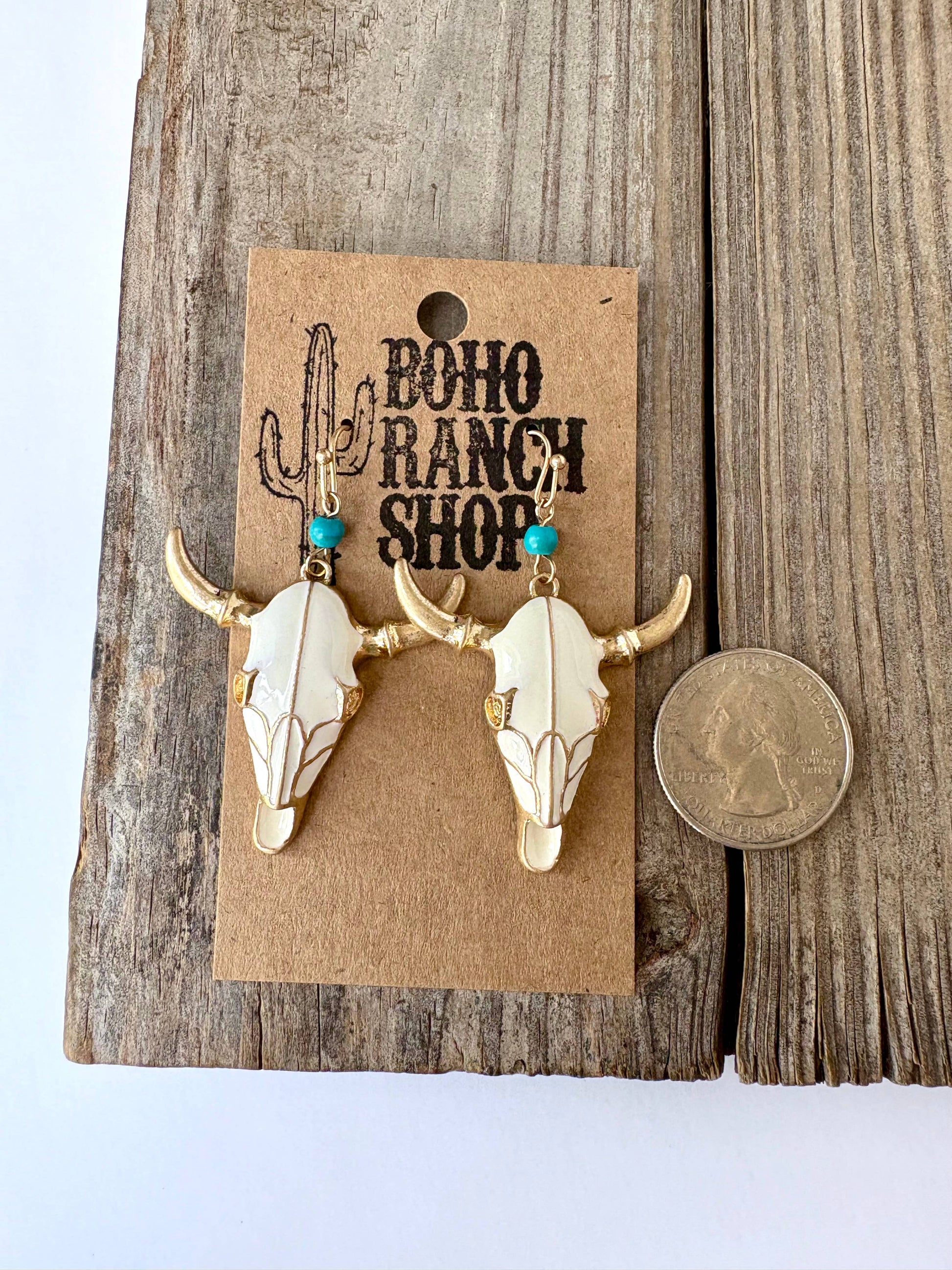 Western Steerhead Dangle Drop Earrings