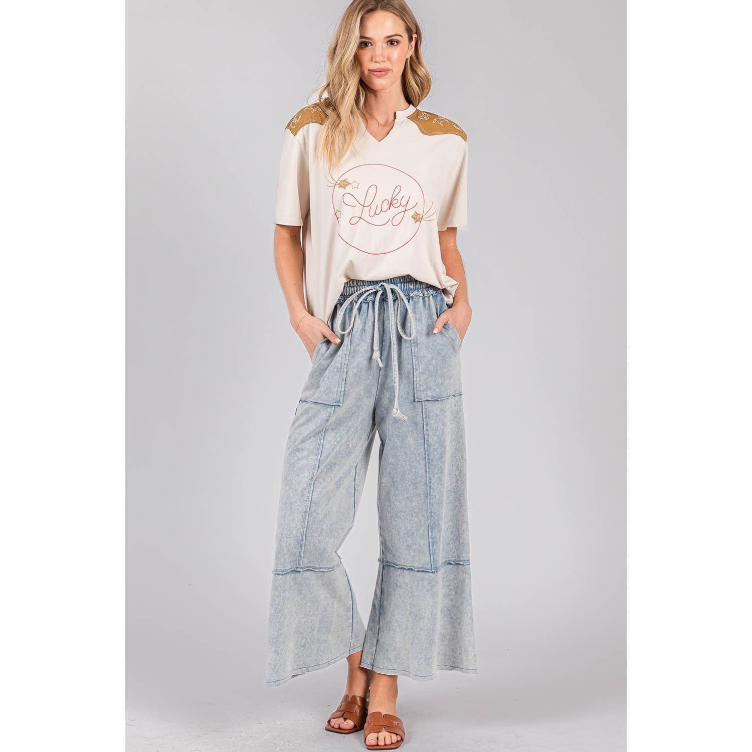 MINERAL WASHED TERRY KNIT PANTS