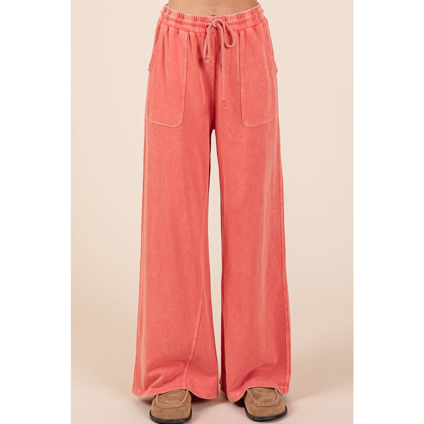 FRENCH TERRY WIDE LEG PANTS