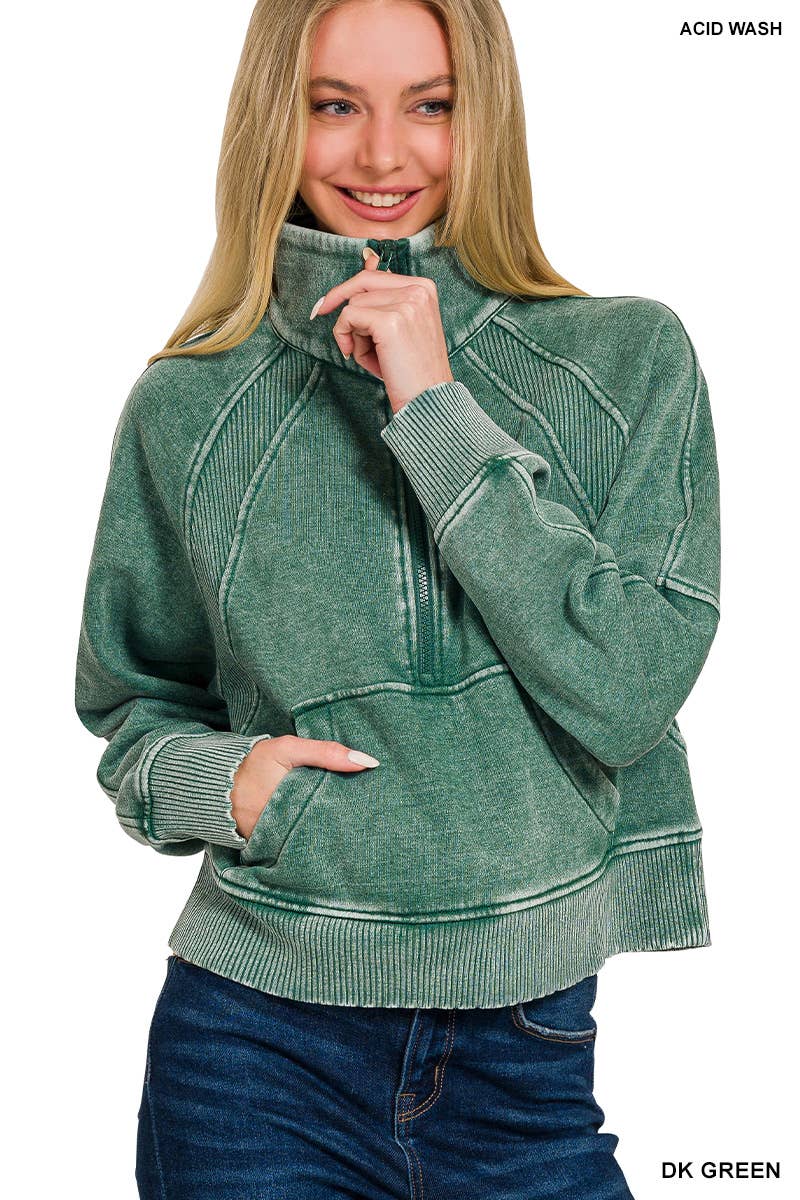`.Half Zip Cropped Pullover