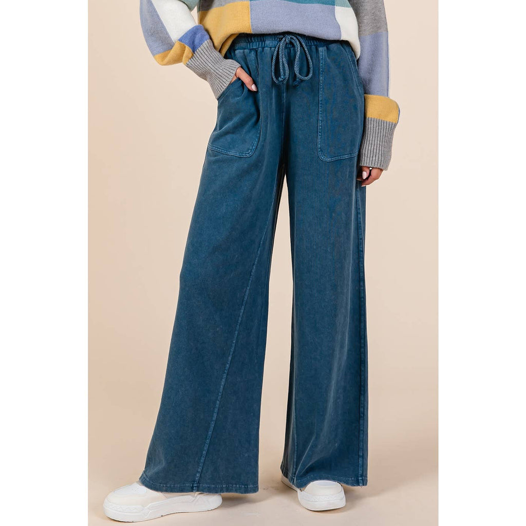 FRENCH TERRY WIDE LEG PANTS