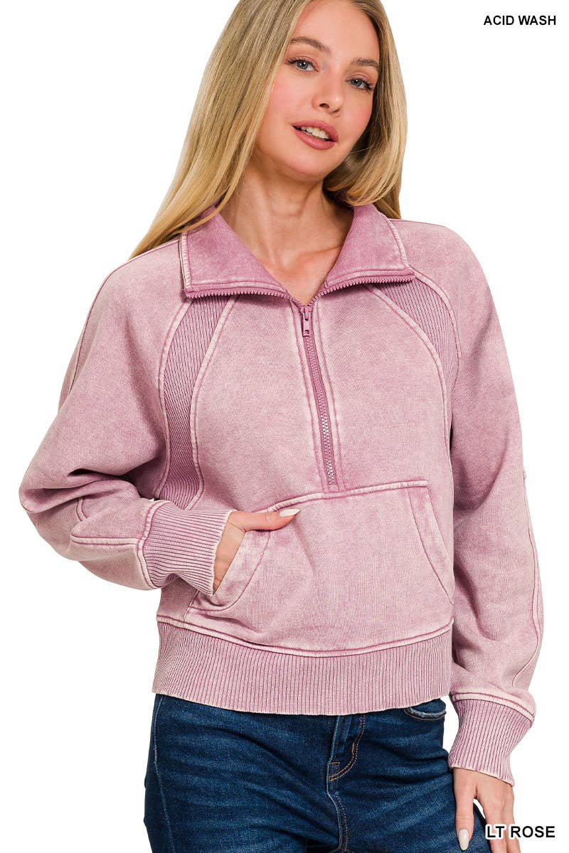 `.Half Zip Cropped Pullover