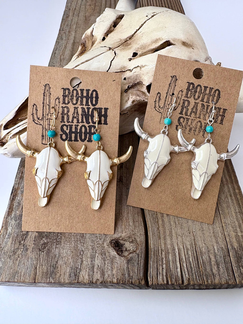 Western Steerhead Dangle Drop Earrings