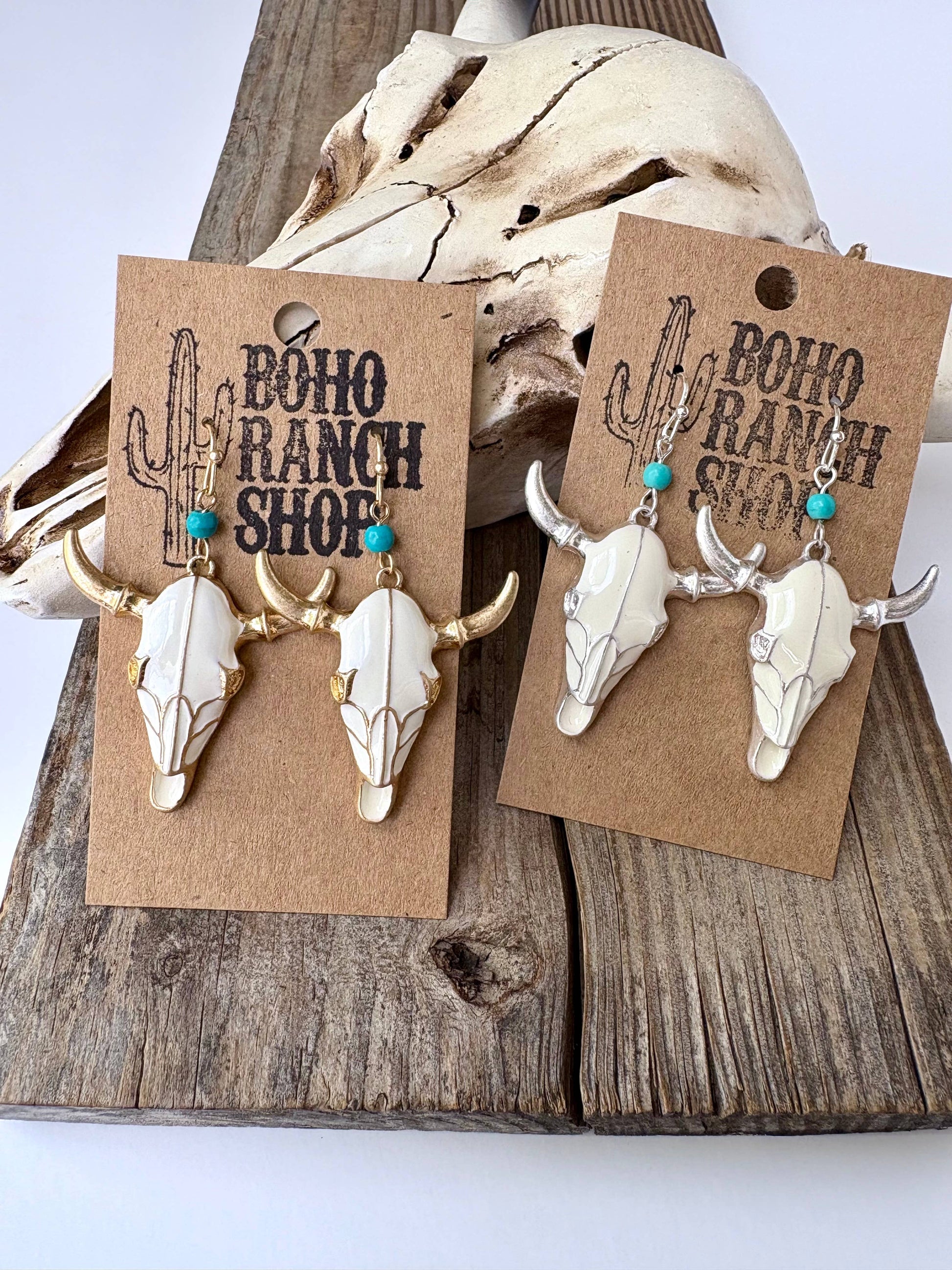 Western Steerhead Dangle Drop Earrings