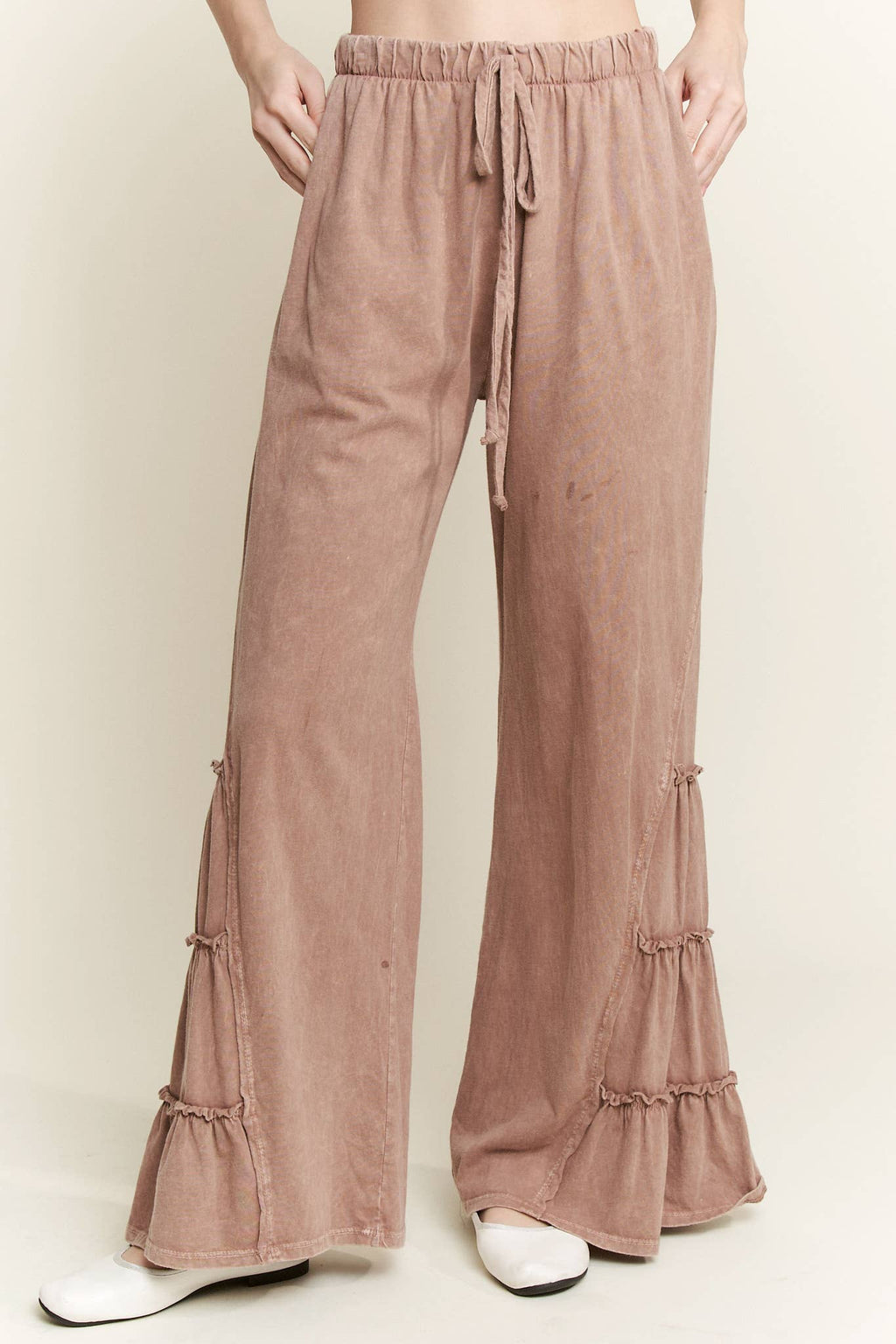 MineralWash SideRuffle Flare pants