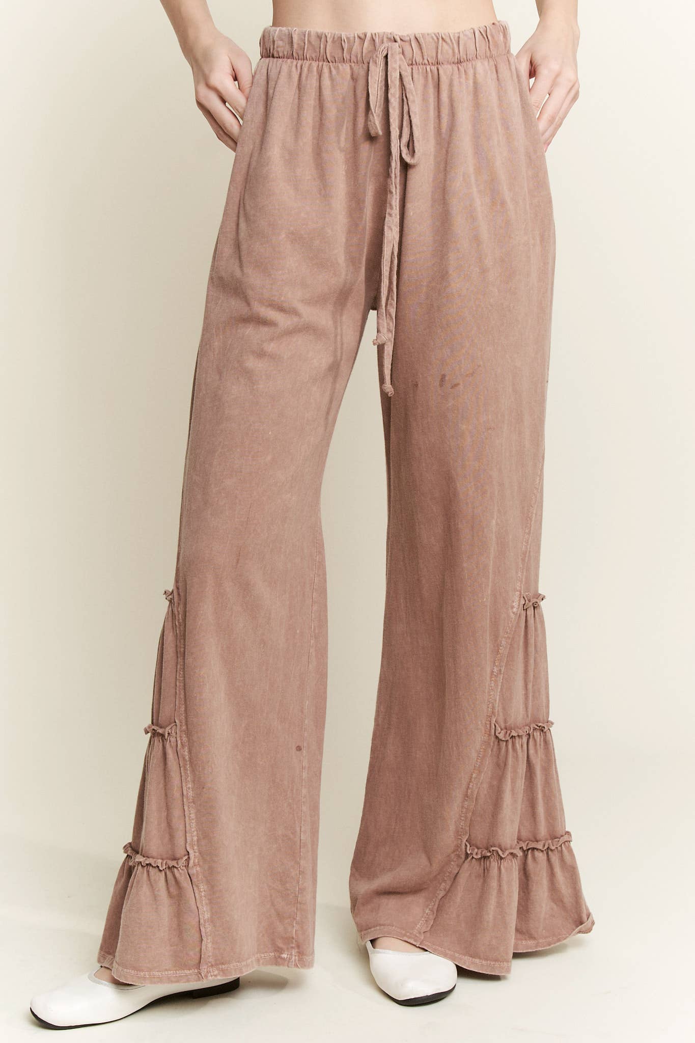 MineralWash SideRuffle Flare pants