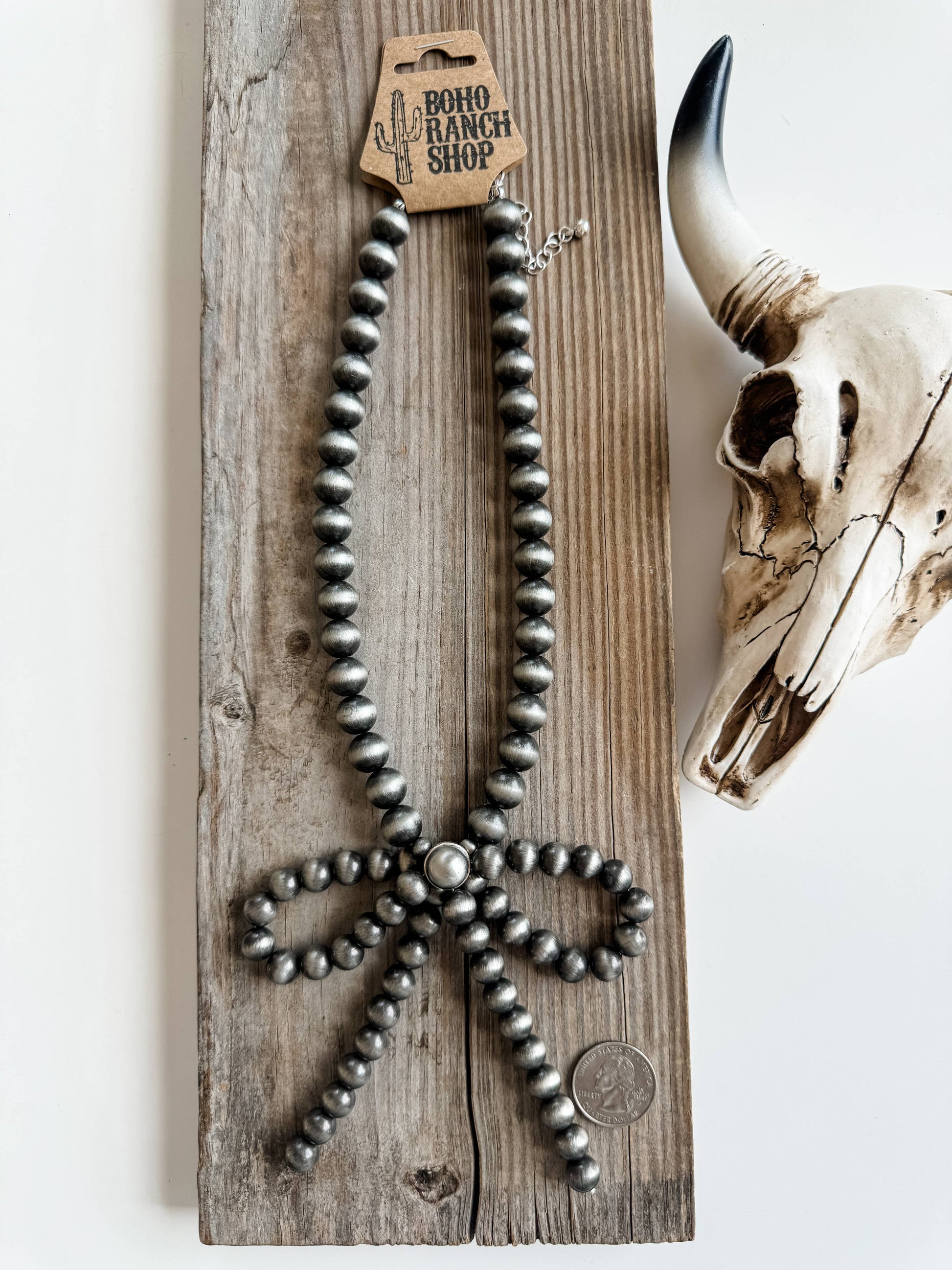 Western Navajo Bead Large Bow Necklace