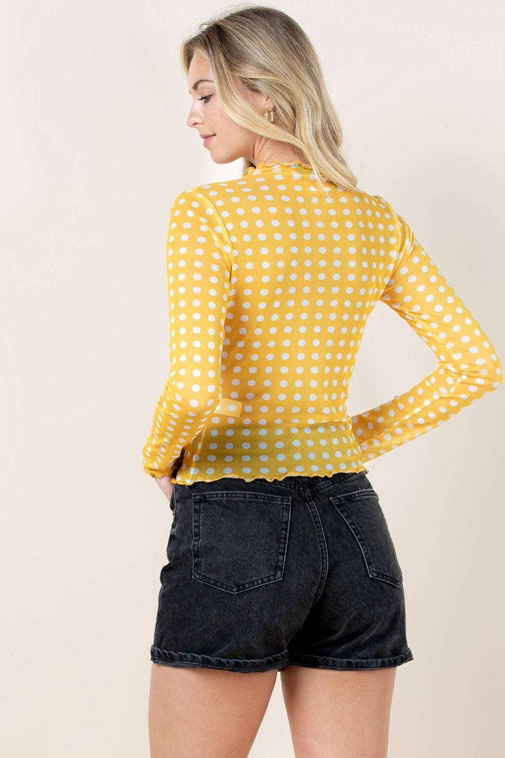 Tilly Polka Dot Print Merrow Mesh Top