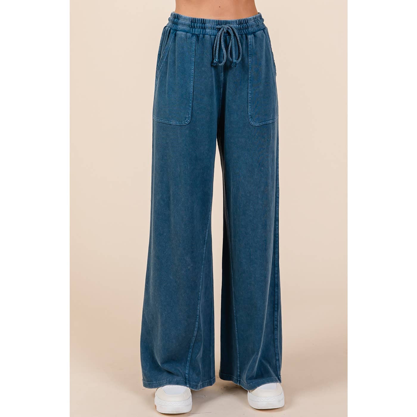 FRENCH TERRY WIDE LEG PANTS