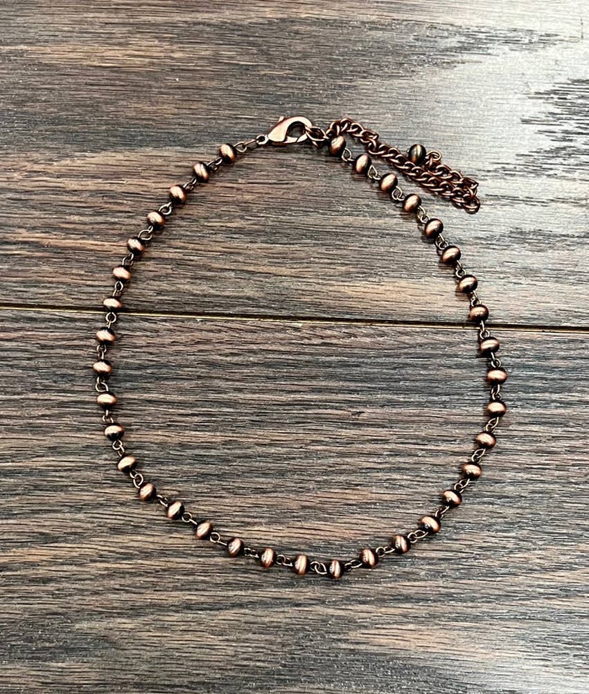 736479-1, 16" Handmade Copper Navajo Interlocked Necklace