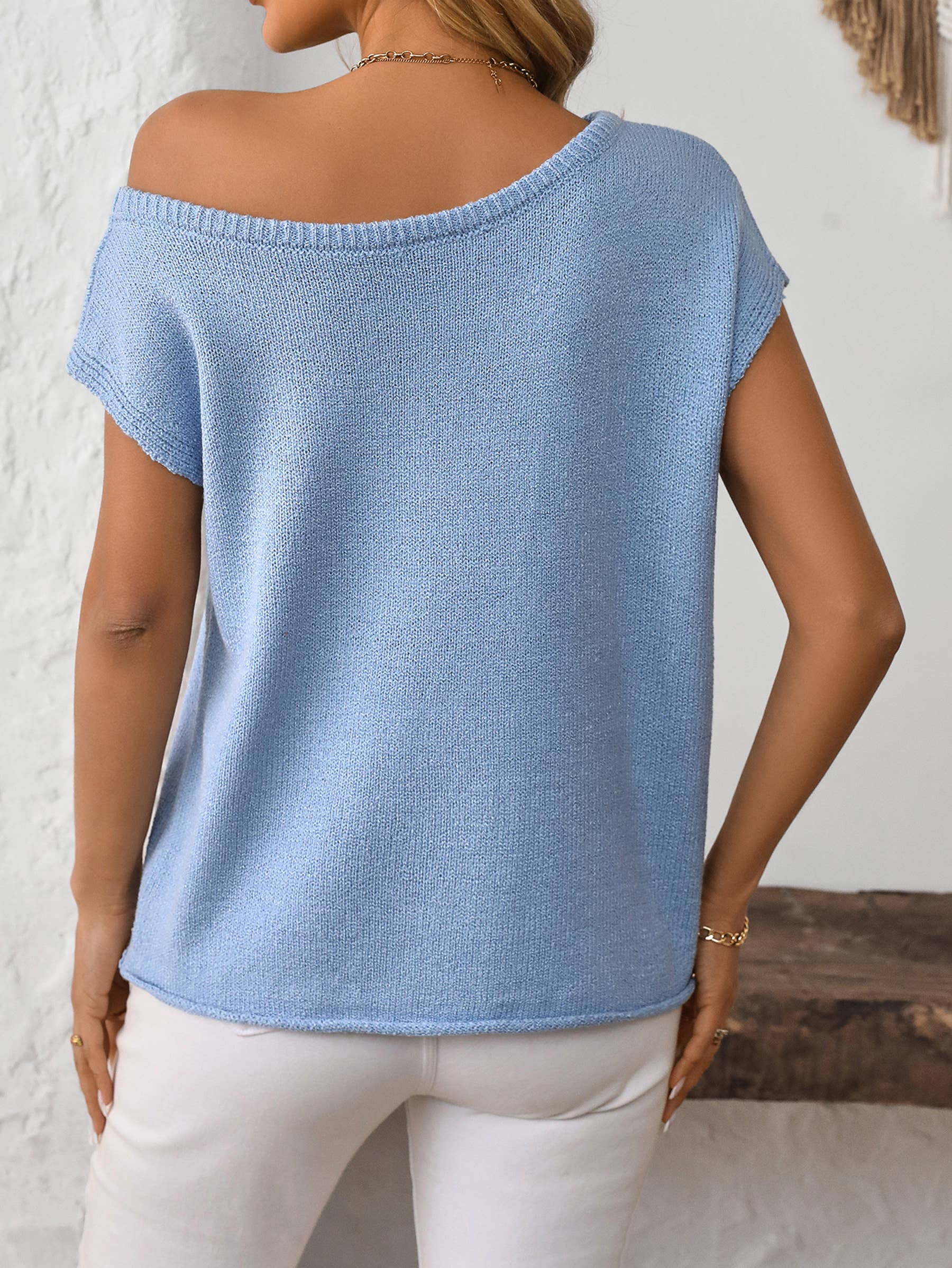 Solid Color Knitted Pullover