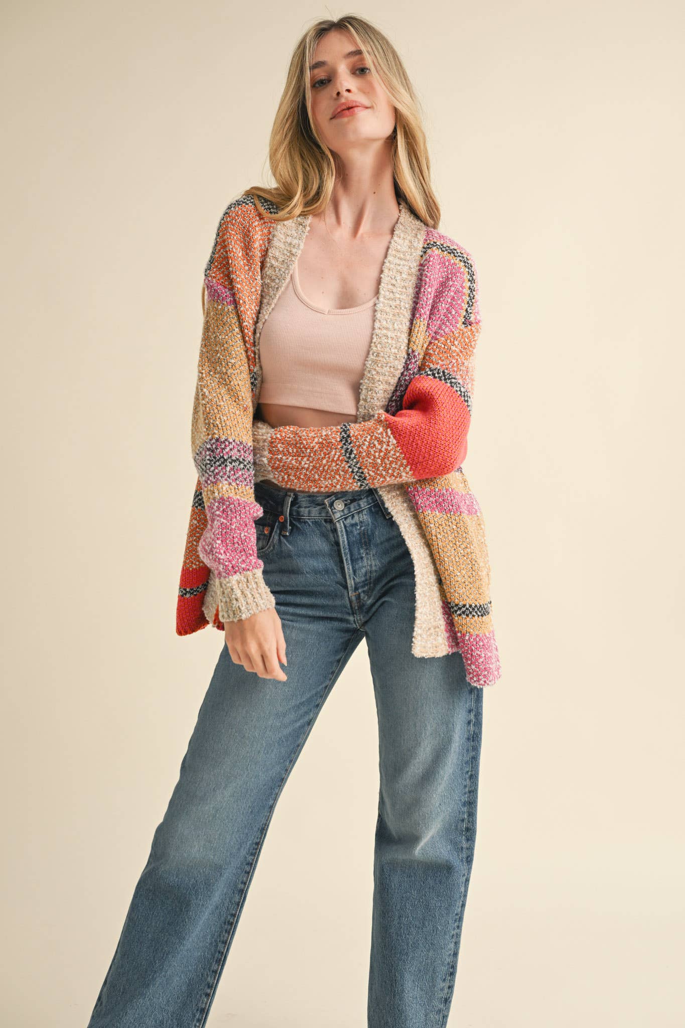 OVERSIZED COLOR BLOCK CARDIGAN
