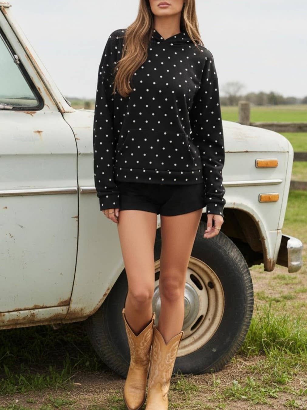 Oversized Polka dot print hoodie