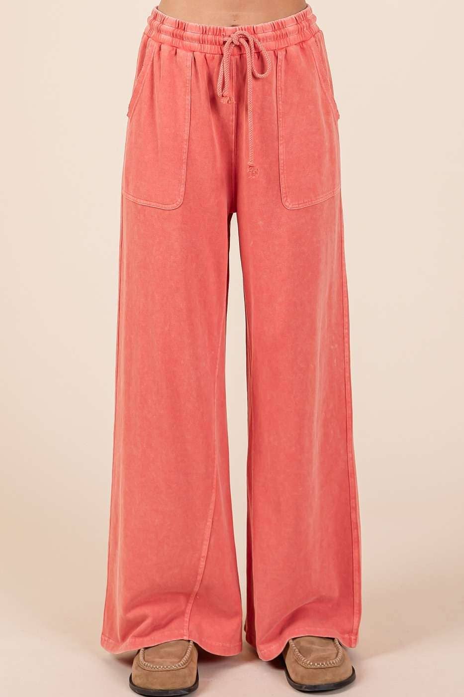 FRENCH TERRY WIDE LEG PANTS