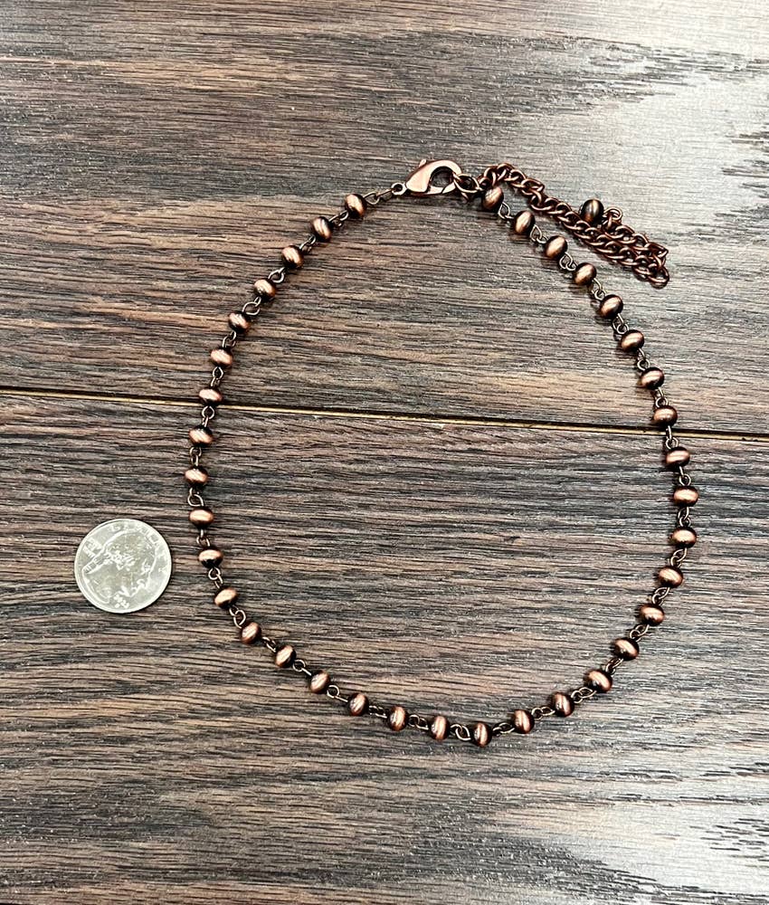 736479-1, 16" Handmade Copper Navajo Interlocked Necklace