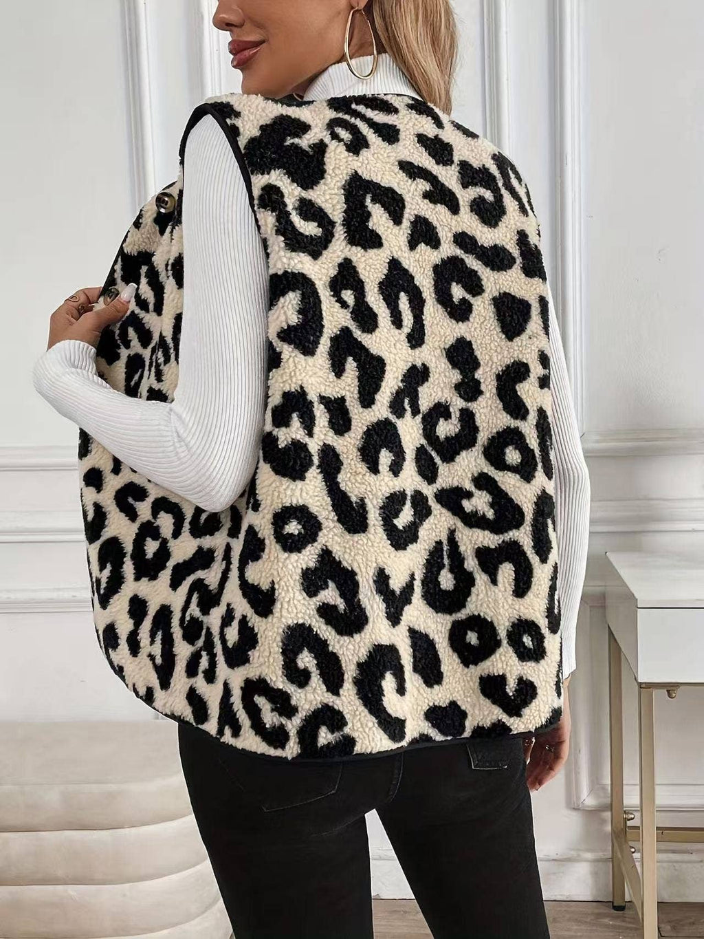 Leopard Print Fleece Vest