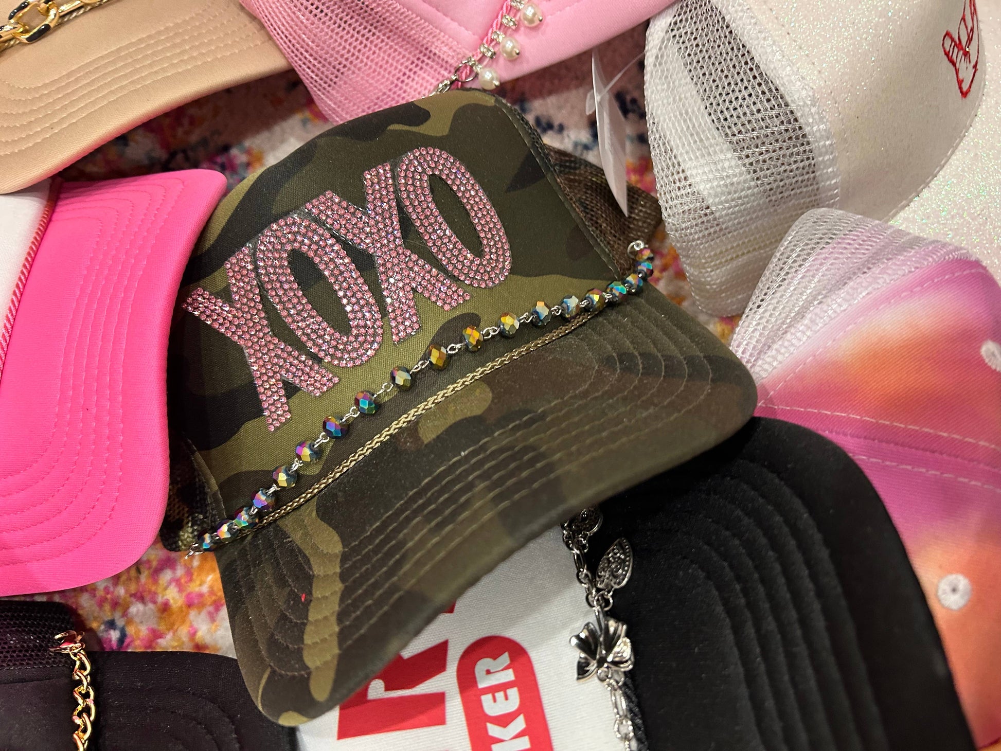 XOXO Rhinestone Trucker | Valentine Cap | Cupid | Hearts |