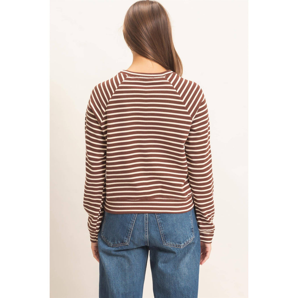 Striped Waffle Knit Raglan Top