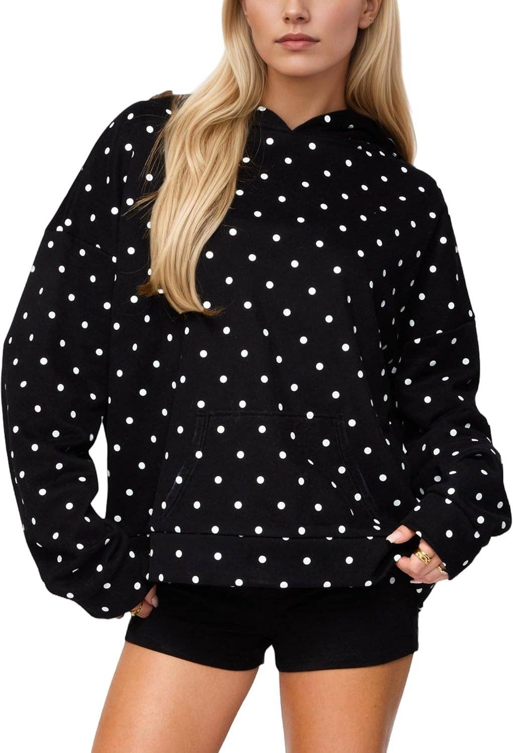 Oversized Polka dot print hoodie