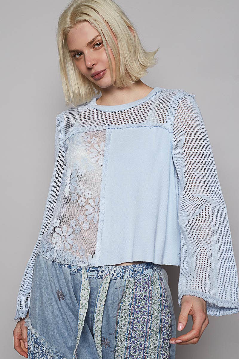 lace crochet contrast top