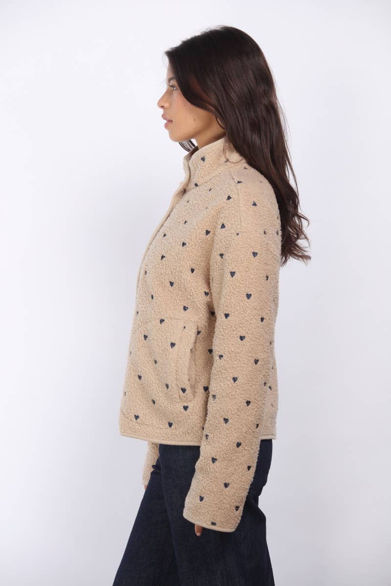 Bonded Sherpa With Embroidery Detail Jacket
