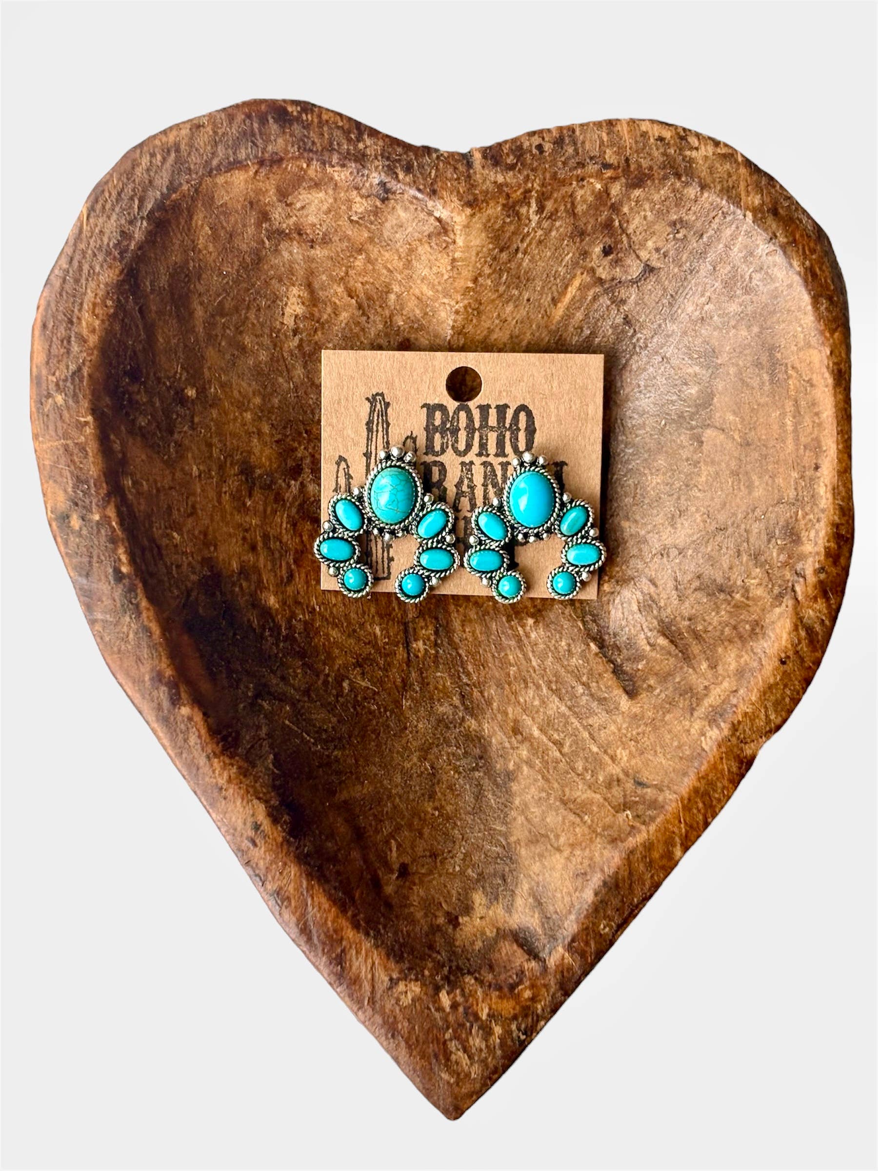 Squash Blossom Turquoise Stone Stud Earrings