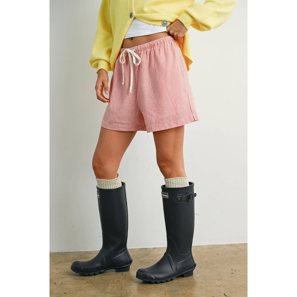 Casual Striped Drawstring Shorts