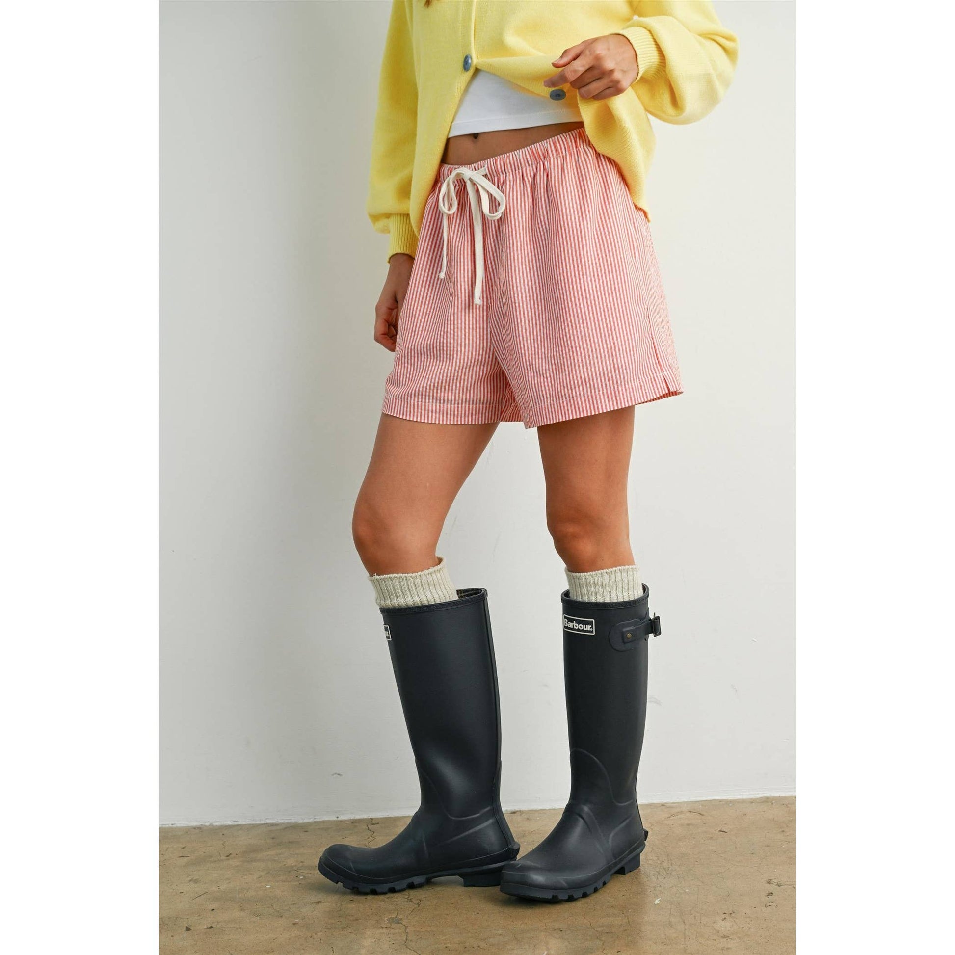 Casual Striped Drawstring Shorts