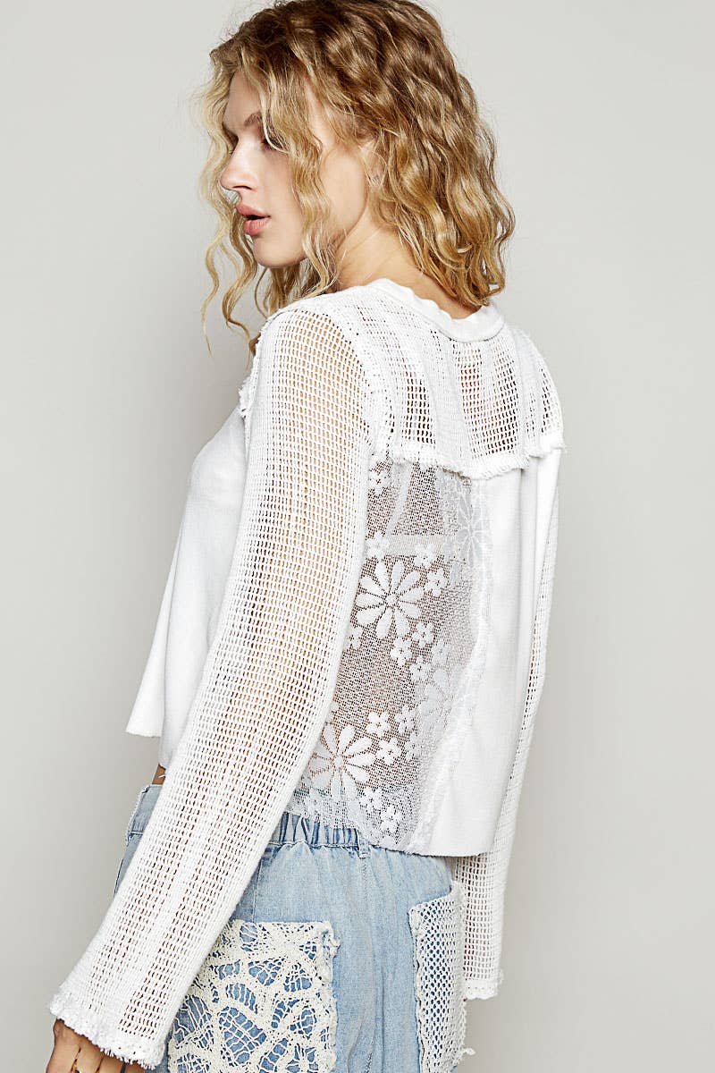 lace crochet contrast top