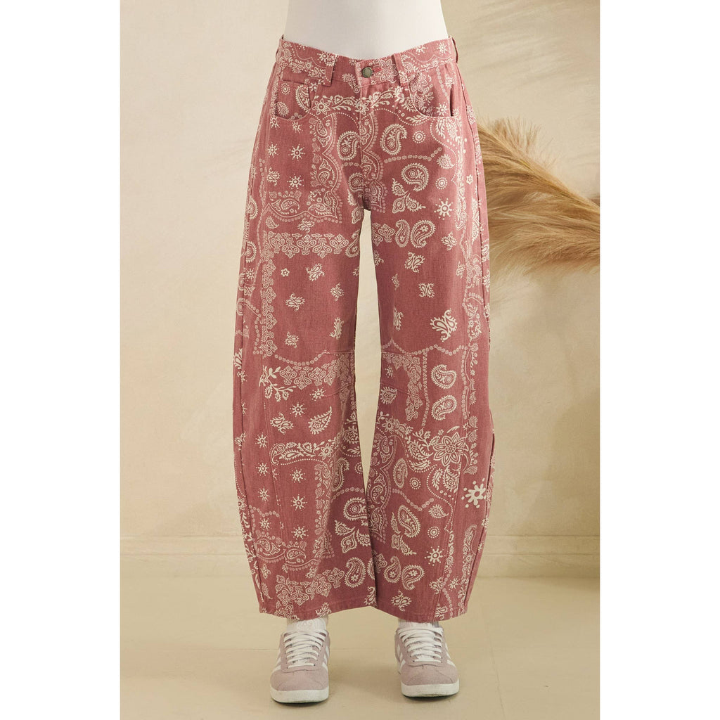 Paisley Printed Denim Pants