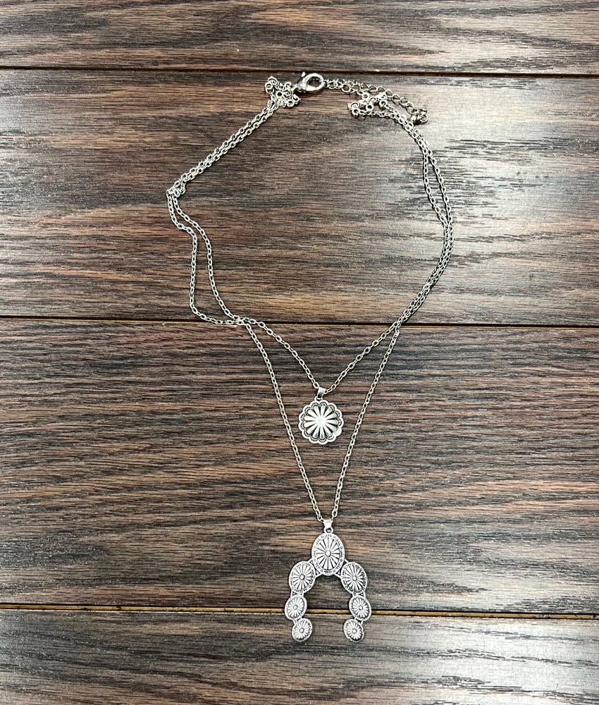 736727, 20" Concho Squash Blossom Necklace