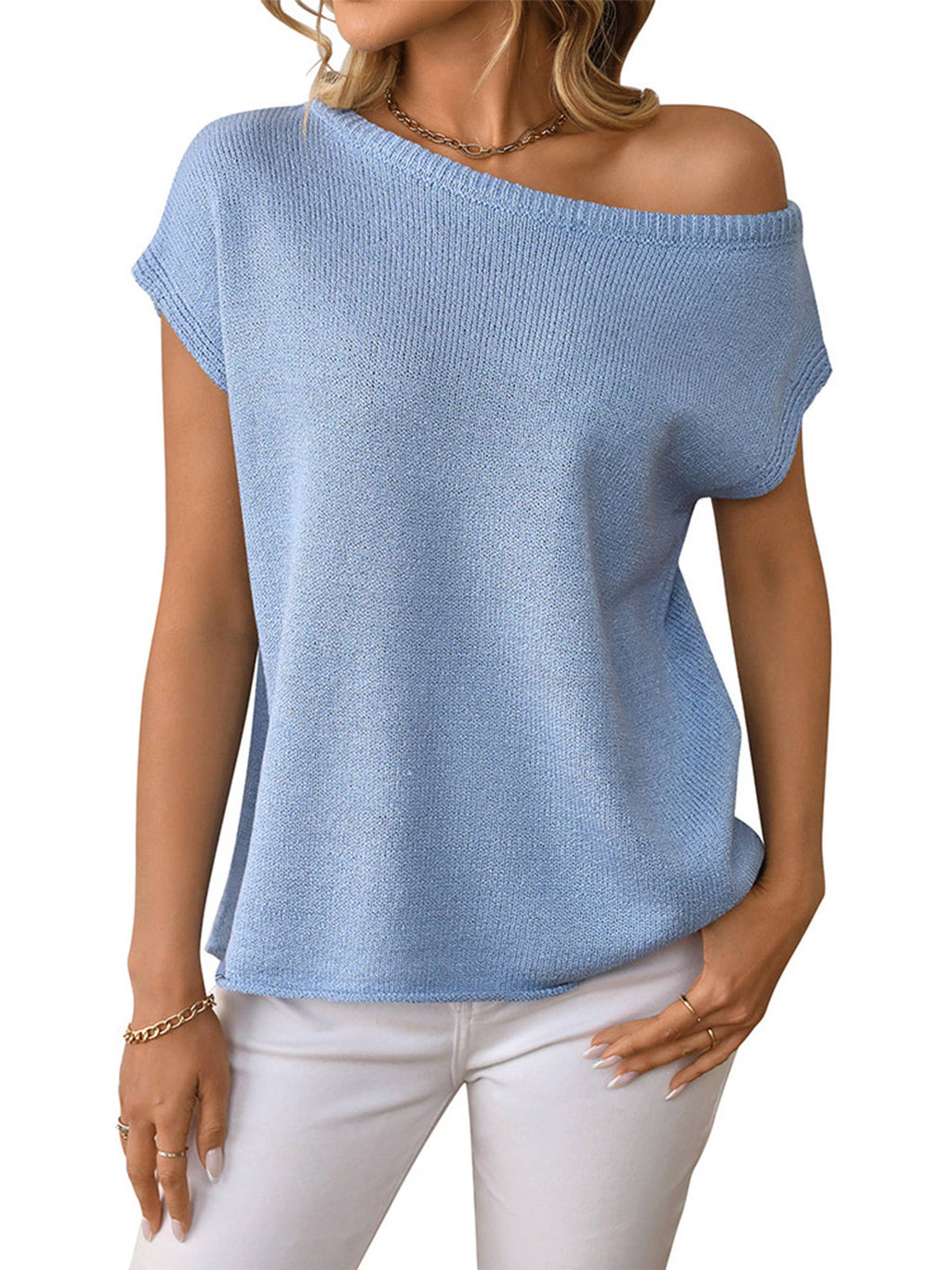 Solid Color Knitted Pullover