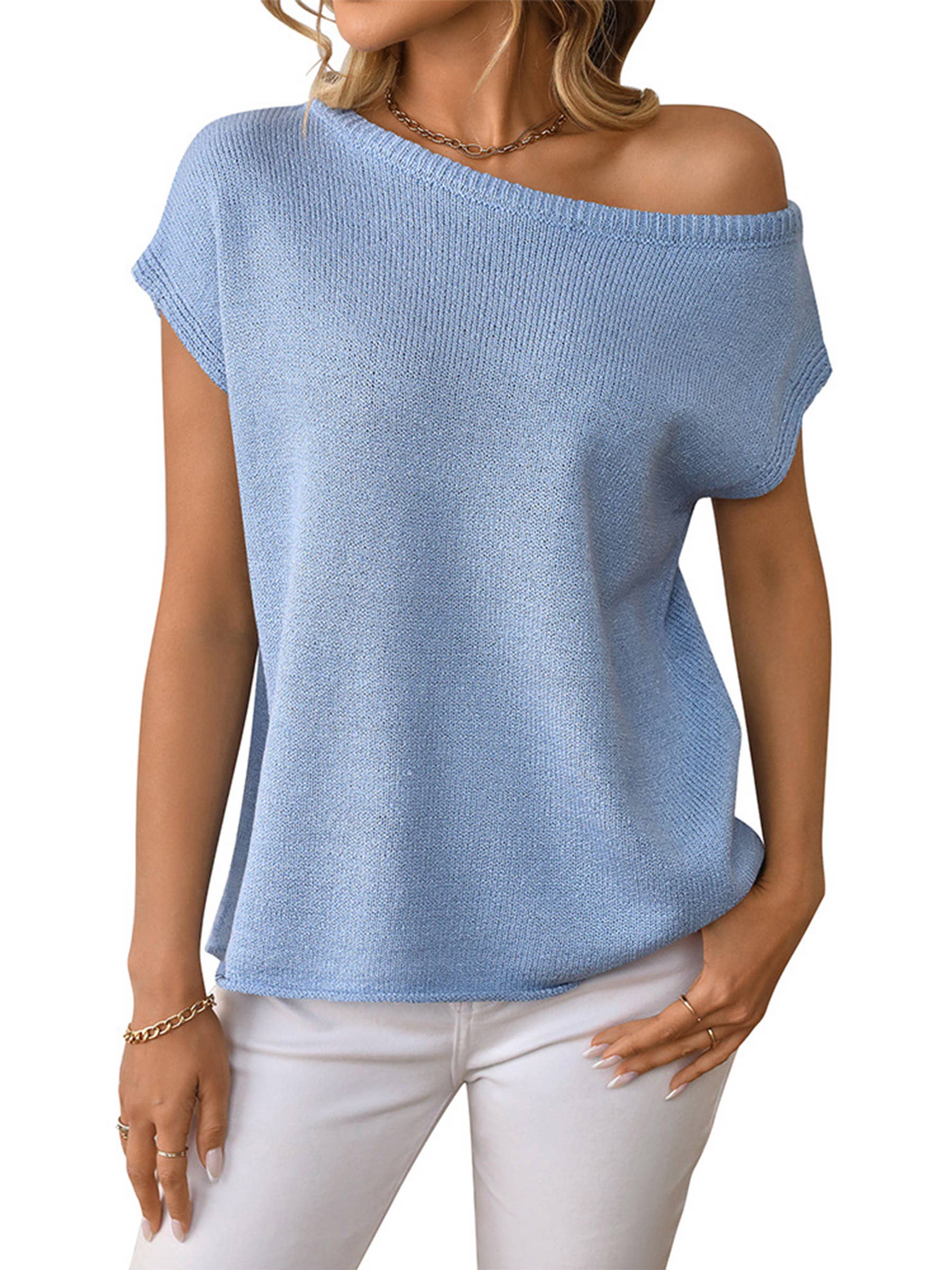 Solid Color Knitted Pullover