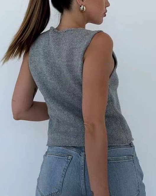 Stylish Sleeveless Lace-Up Knitted Vest