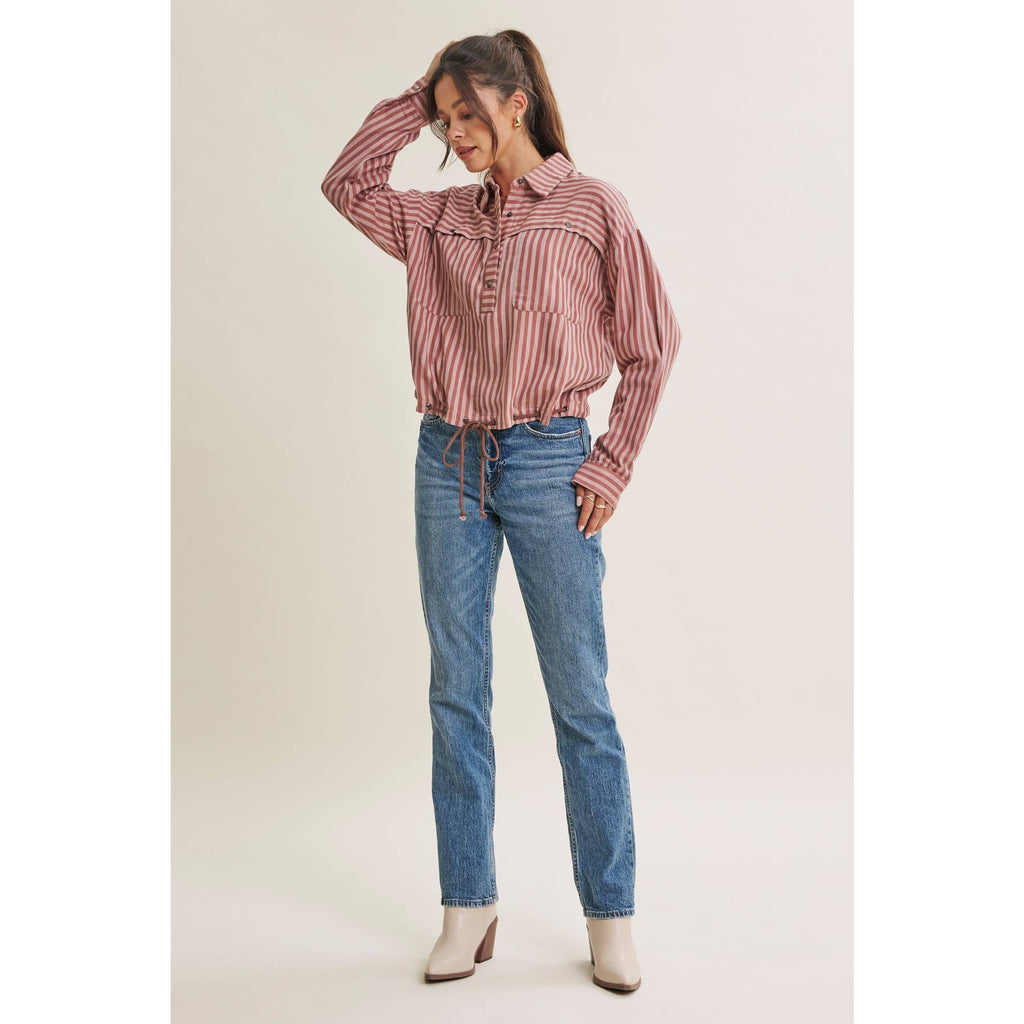 DESERT MORNING STRIPE DRAWSTRING PULLOVER