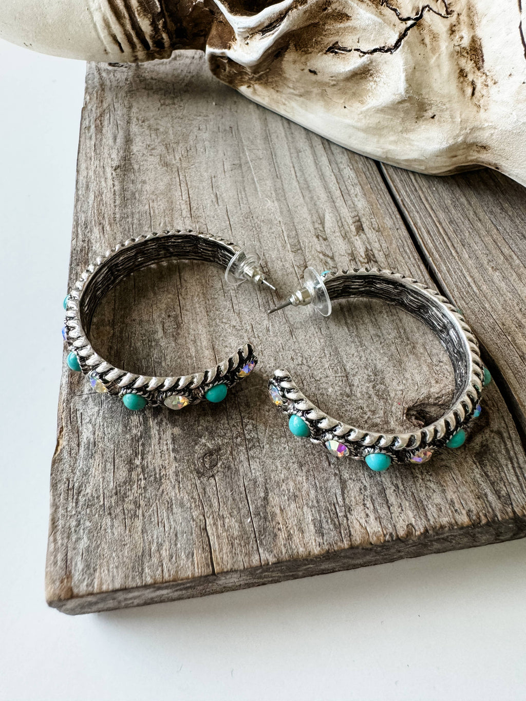 Western Stone Hoop Earrings